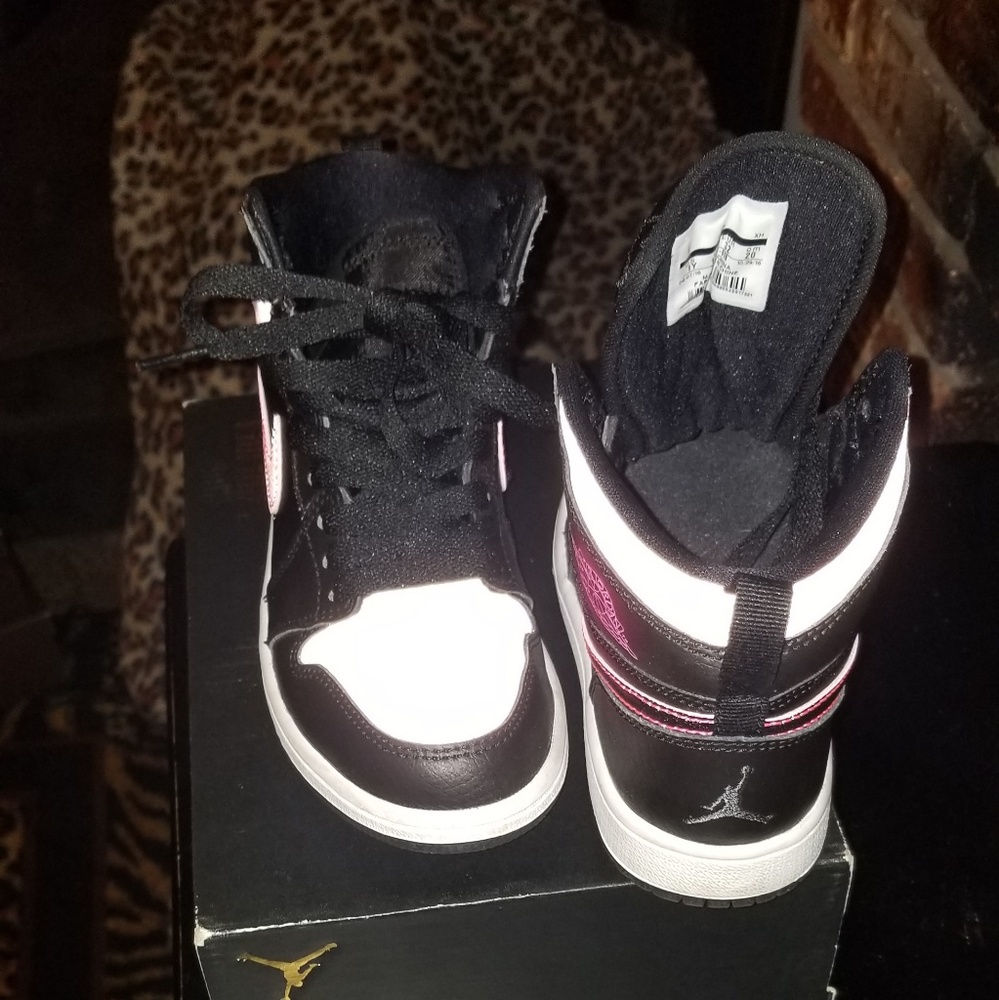 Pink and Black Jordans girl size 1